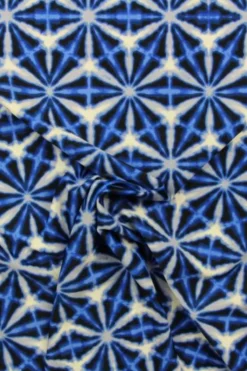 Lycra - Tie Dye Effect Blue/Grey on Black