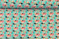Lycra - Tropical Toucan on Pink and Turquoise