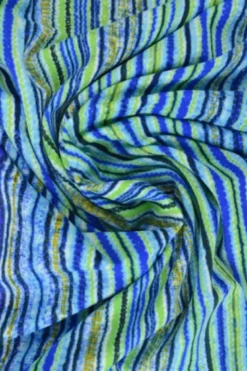 Lycra - Wavy Stripes Blue/Green