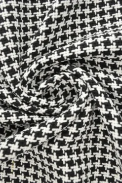 Mantelstof - Cross Squares White/Black/Glitters