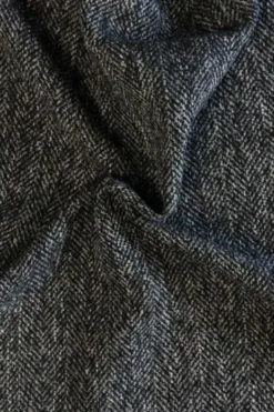 Mantelstof - Fishbone Black/Dark Grey