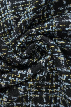 Mantelstof - Graphic Blue/Green/Silver on Black