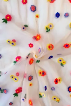 Mesh - Embroidery Colorfull Flowers
