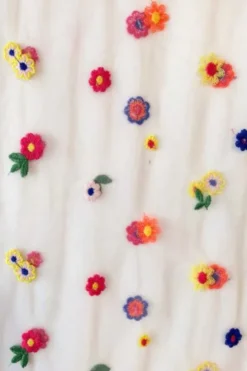 Mesh - Embroidery Colorfull Flowers