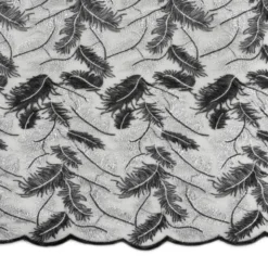 Mesh - Embroidery Feathers - Black/White