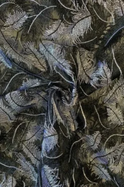 Mesh - Embroidery Feathers - Black/White