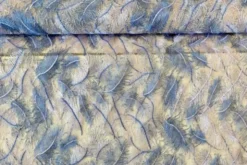 Mesh - Embroidery Feathers - Blue/White