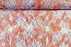Mesh - Embroidery Feathers - Coral/White