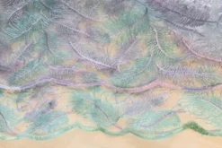 Mesh - Embroidery Feathers - Mint/Lilac-White