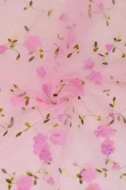 Mesh - Embroidery Floral - Pink 02