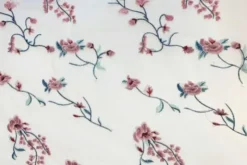 Mesh - Pink flower branches on white