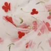 Mesh - Red Embroidery Floral on White - 12
