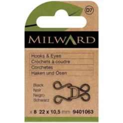 Milward - Haken en Ogen - 22x10.5mm - Zwart
