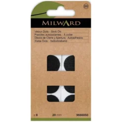 Milward - Klittenband Zelfklevend Rond - Zwart - 20mm