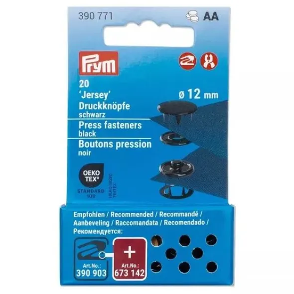 Prym - Gekleurde Jersey drukknopen 12mm - Black