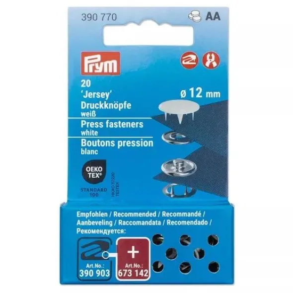 Prym - Gekleurde Jersey drukknopen 12mm - White