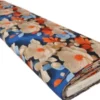 Viscose - Blue/White Flowers and Orange Leaves on Dark Blue