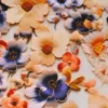 Viscose - Digital Blue/Beige Paint Brush Flowers on Grey