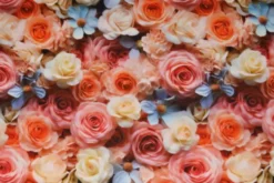 Viscose - Digital Pink/Orange/White Roses