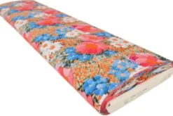 Viscose - Embroidery Pink/White/Blue Flowers