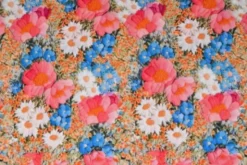 Viscose - Embroidery Pink/White/Blue Flowers