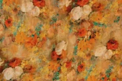 Viscose - Fall Colored Art Flowers on Ocher