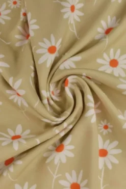 Viscose - Happy White Daisies on Beige