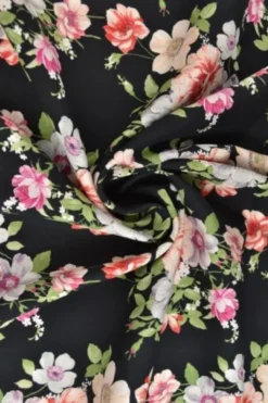Viscose - Lovely Bouquet on Black