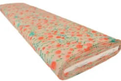 Viscose - Petit Flowers Bright Coral on Taupe
