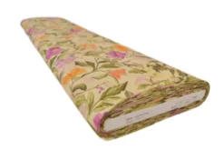Viscose - Purple/Orange Flower Romance on Soft Yellow