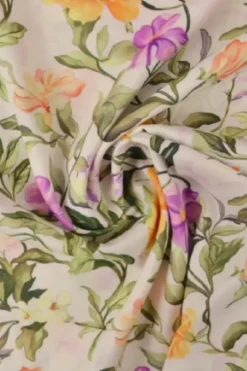 Viscose - Purple/Yellow Flower Romance on Off-White