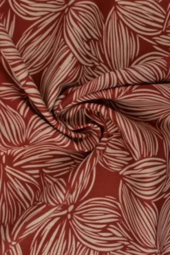 Viscose - Striped Flowers - Brique/White