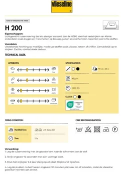 Vlieseline - H200 Zwart - 2 meter