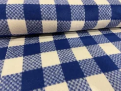 Wol - Blokruit -Blauw / Wit