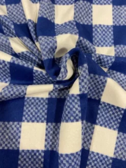 Wol - Blokruit -Blauw / Wit
