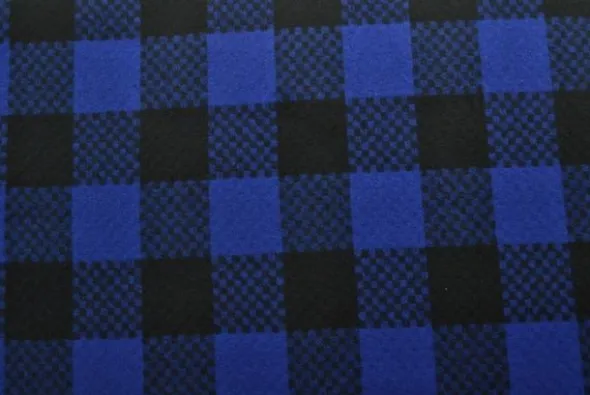 Wol - Blokruit -Blauw / Zwart