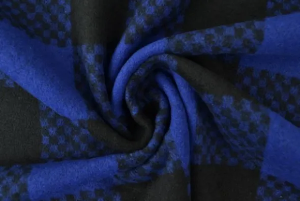 Wol - Blokruit -Blauw / Zwart